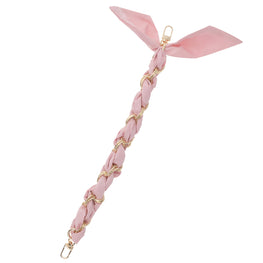 FashionStix Luxury Pink Silk Satin scarf with Chain Wrist Strap with Clip Holder
