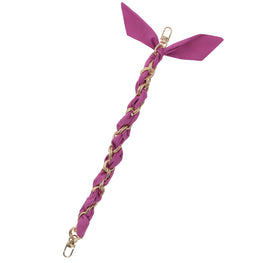 Gold Chain Wrist Strap - Luxury Purple Pink Silk Satin Scarf for 18-25mm canes