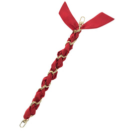 Gold Chain & Red Silk Scarf: Luxury Accessory for 16-18mm Canes