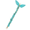 FashionStix Luxury Blue Green Satin scarf with Chain Wrist Strap with Clip Holder