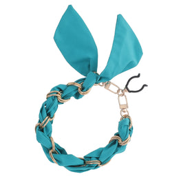 FashionStix Luxury Turquoise Silk Satin scarf with Chain Wrist Strap with Clip Holder