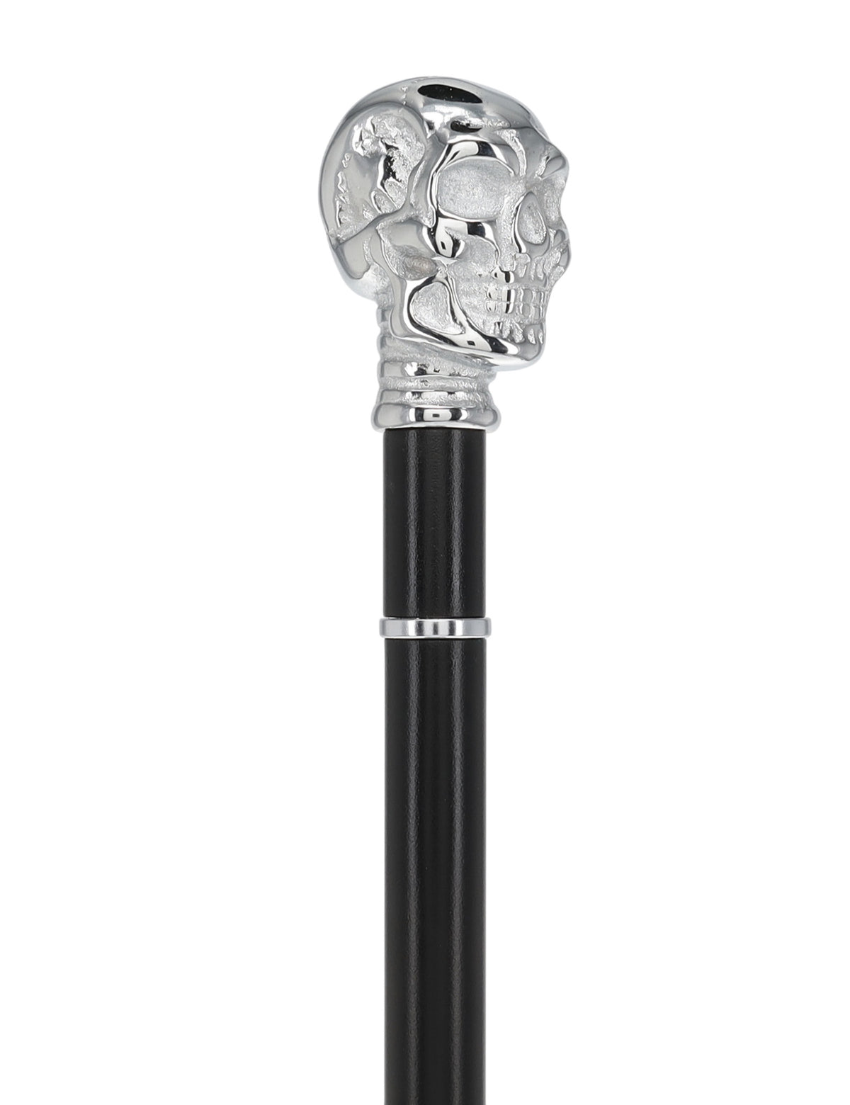 Custom RC Swords Chrome Skull Handle Sword Cane – Black Metal Shaft, 29" Blade