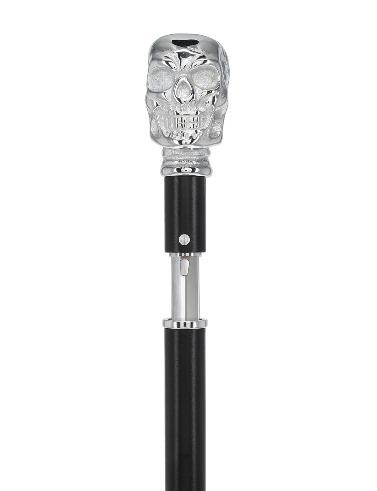 Custom RC Swords Chrome Skull Handle Sword Cane – Black Metal Shaft, 29" Blade