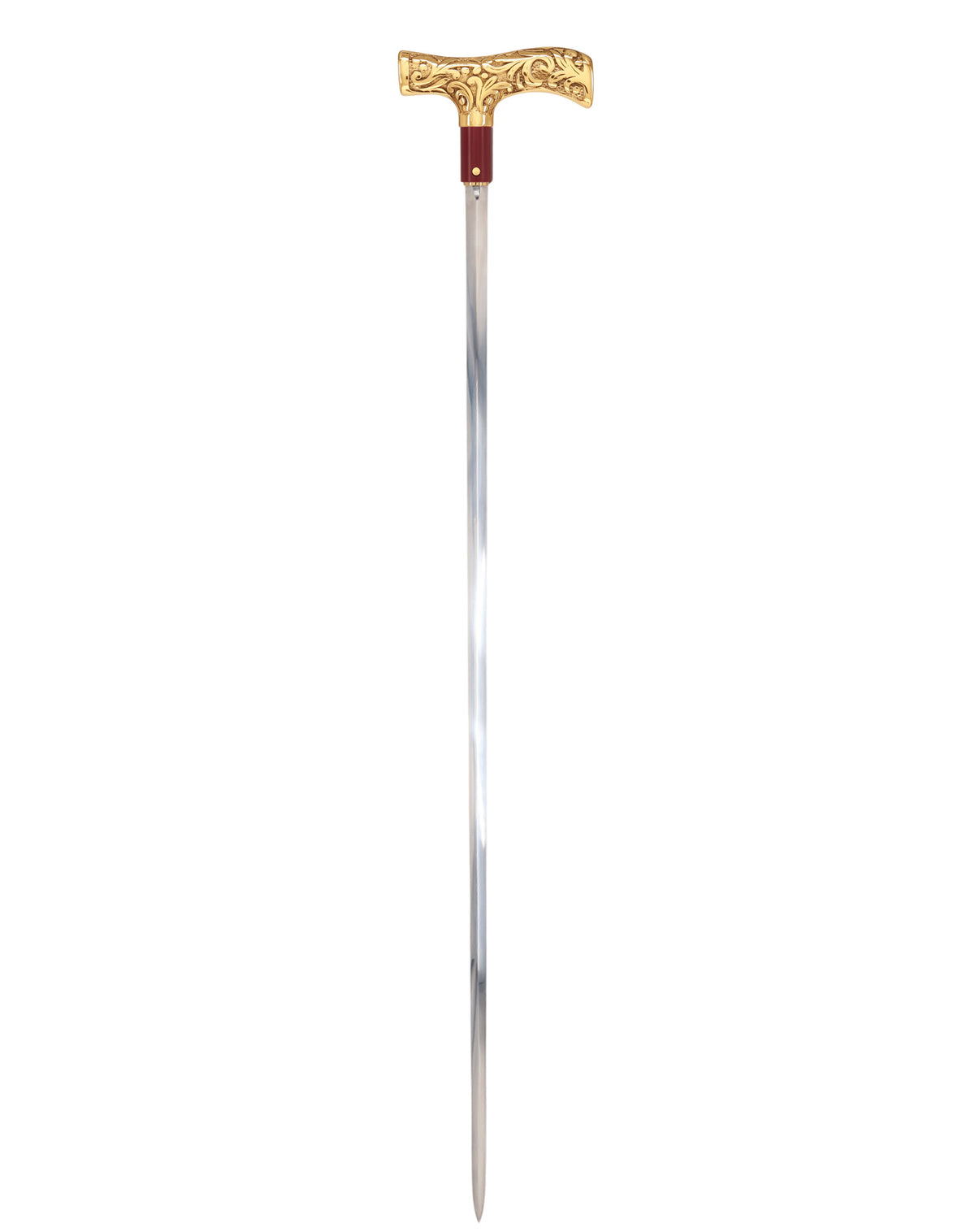 Custom RC Swords Brass T-Handle Sword Cane – Mahogany Metal Shaft, 29" Blade