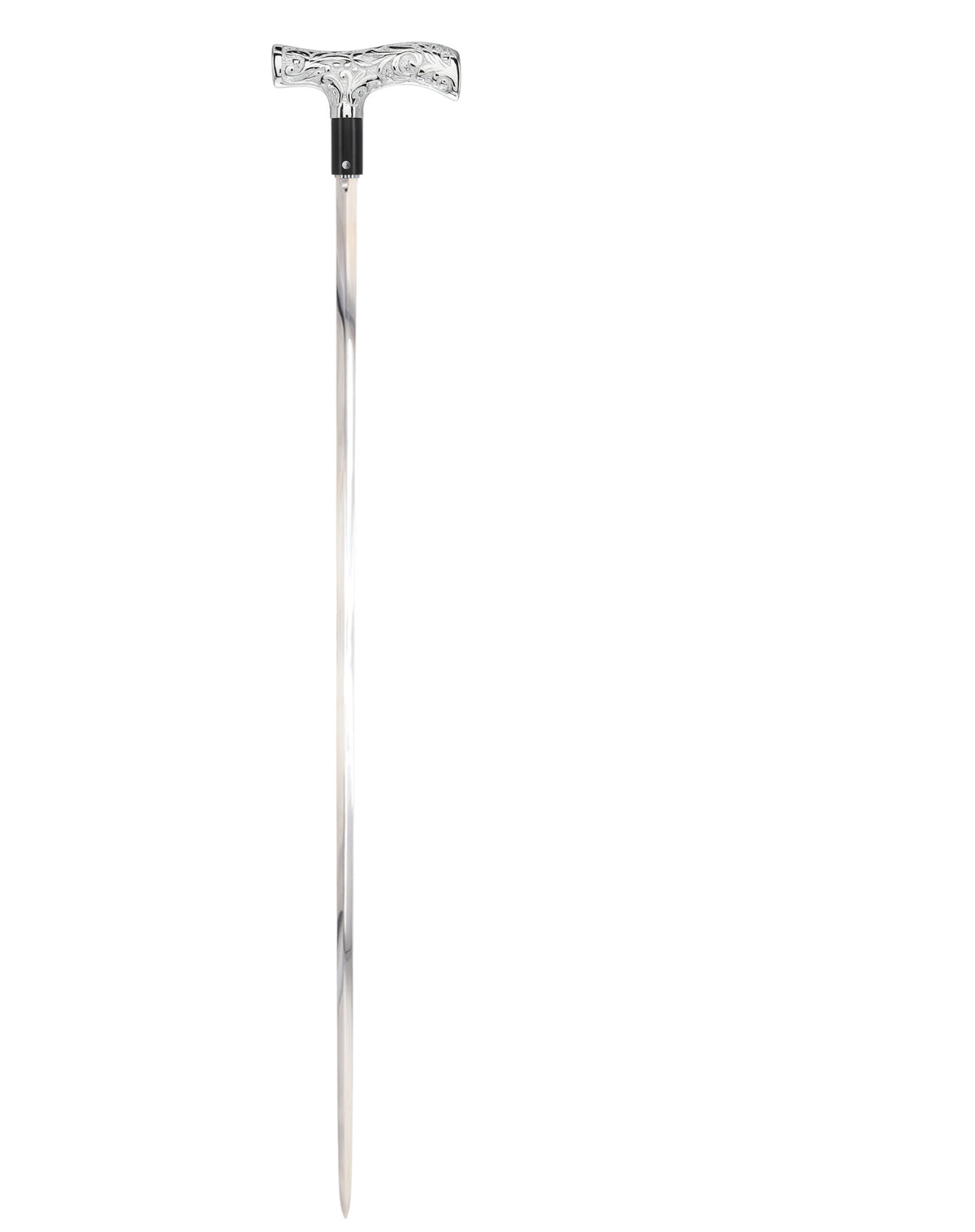 Custom RC Swords Chrome T-Handle Sword Cane – Black Metal Shaft, 29" Blade