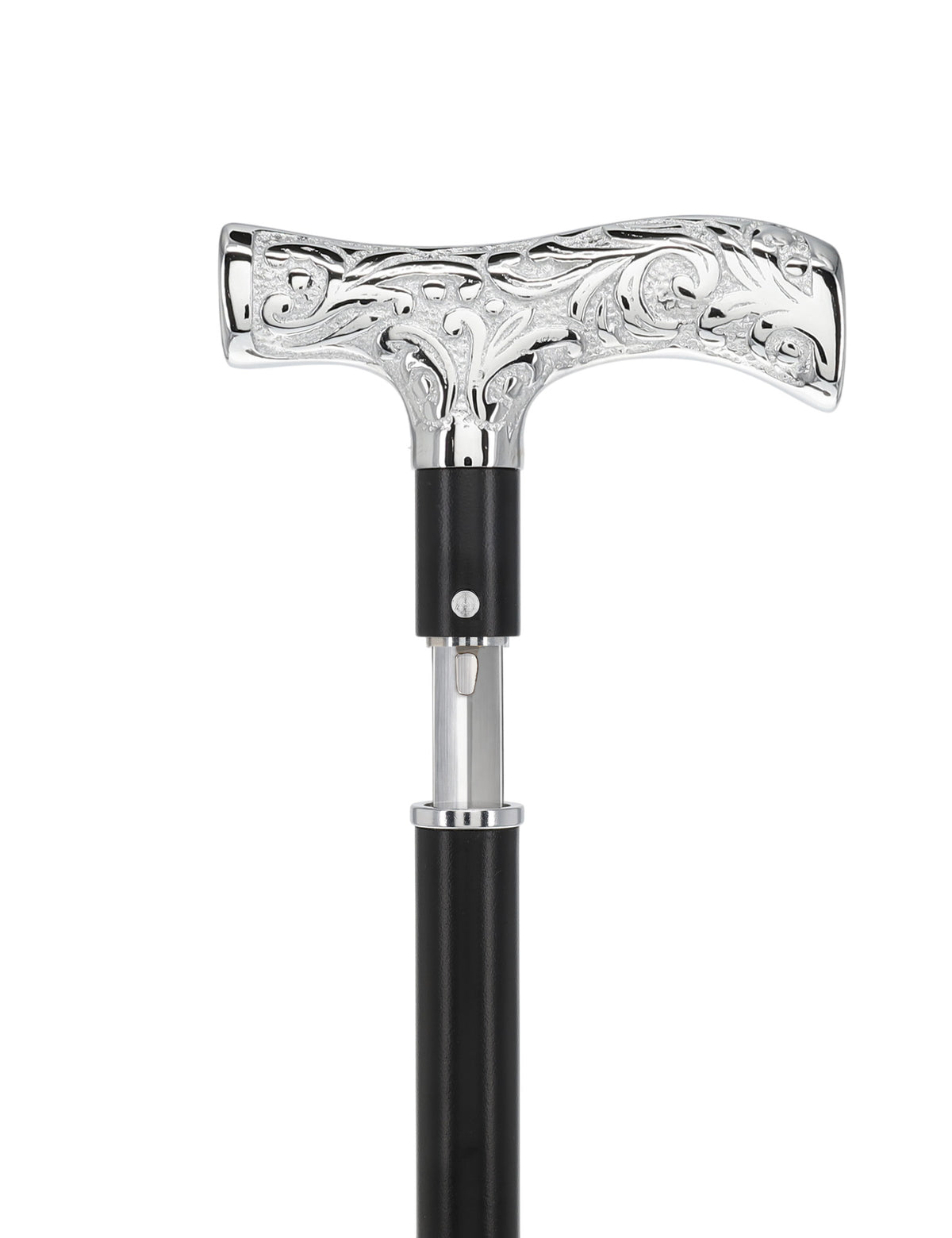 Custom RC Swords Chrome T-Handle Sword Cane – Black Metal Shaft, 29" Blade