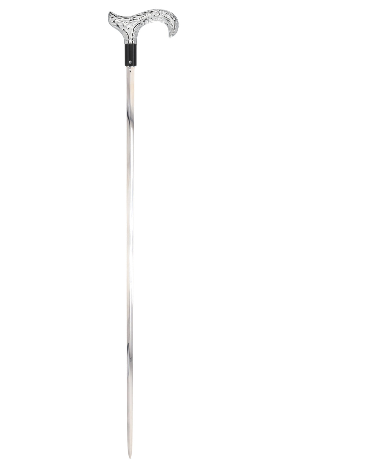 Custom RC Swords Chrome Derby Handle Sword Cane – Black Metal Shaft, 29" Blade