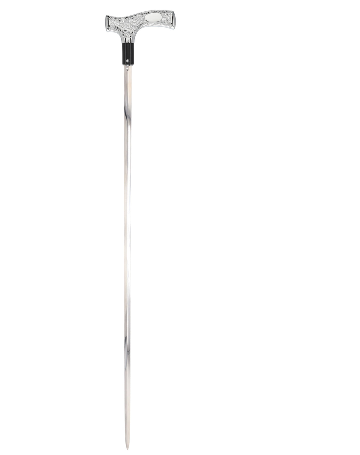 Custom RC Swords Engravable Chrome Fritz Sword Cane – Black Metal Shaft, 29" Blade