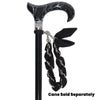 Silver Chain Wrist Strap - Luxury Black Silk Satin scarf for 18mm-25mm canes