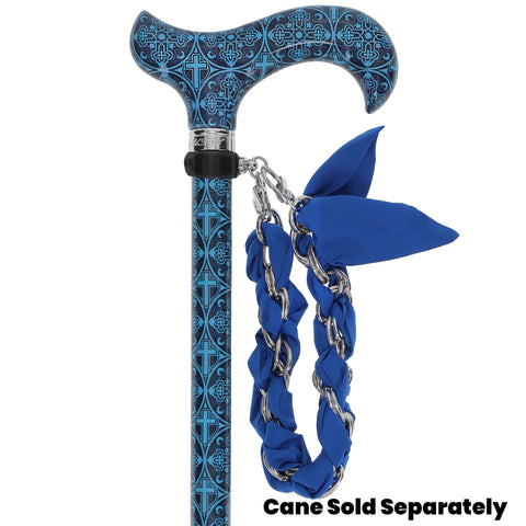 FashionStix Luxury Blue Silk Satin scarf with Chain Wrist Strap with Clip Holder