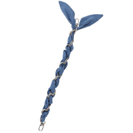 FashionStix Luxury Grey Silk Satin scarf with Chain Wrist Strap with Clip Holder