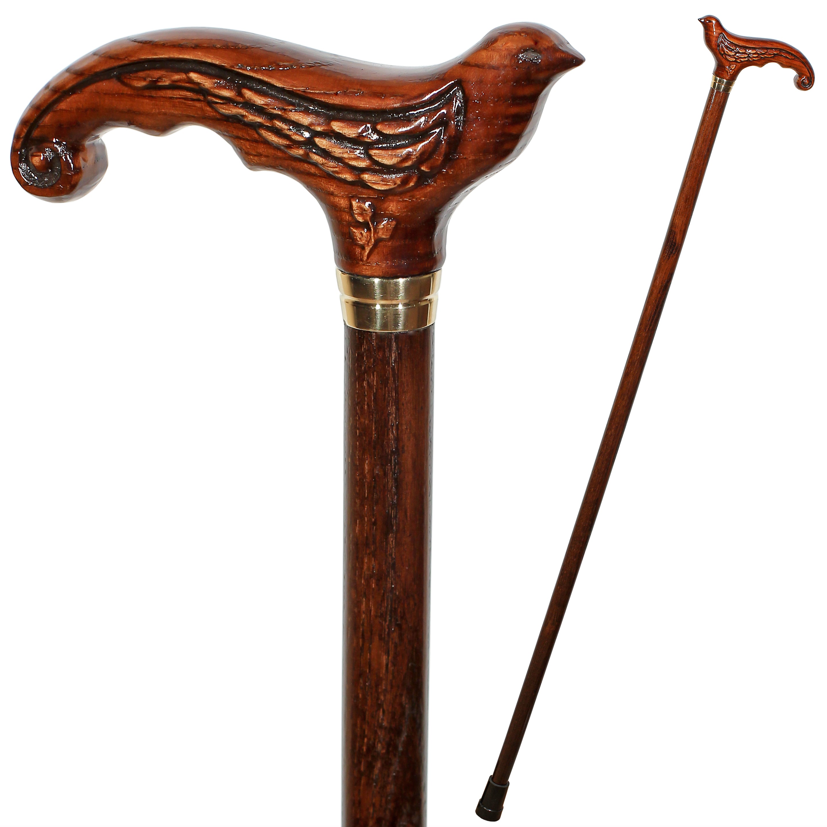 Swallow Under the Tree: Artisan Intricate Hand-Carved Cane