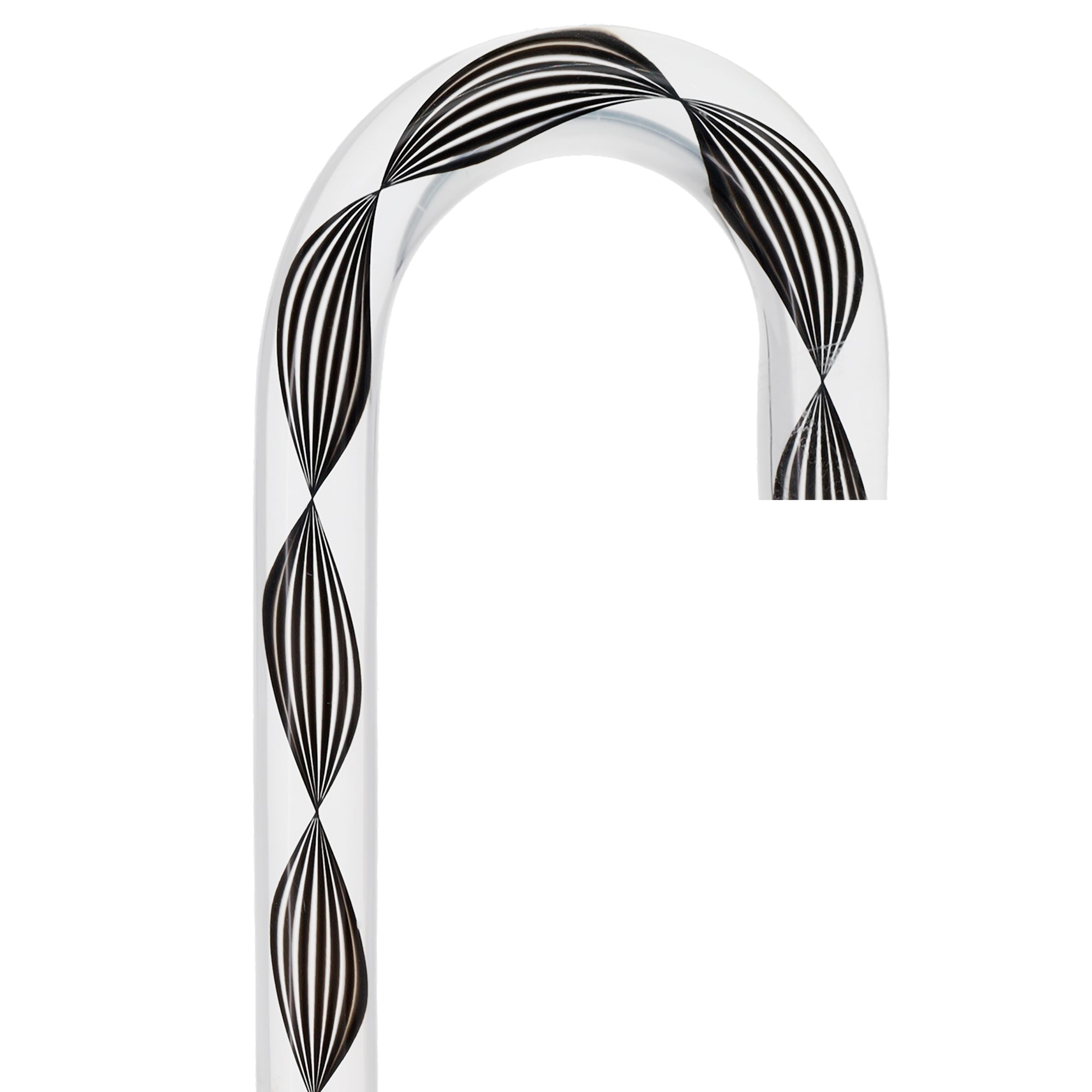 Obsidian Helix Cane: Sophisticated Black Twists, Clear Shaft