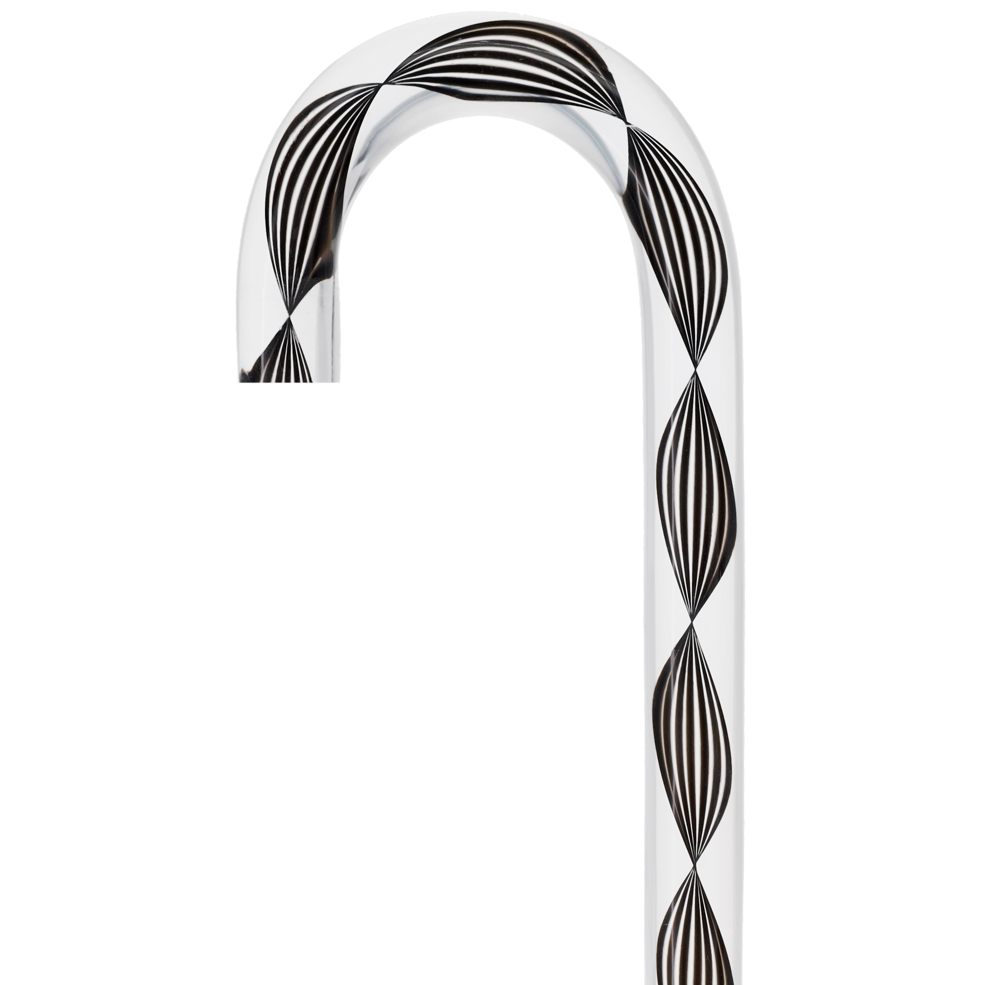 Obsidian Helix Cane: Sophisticated Black Twists, Clear Shaft