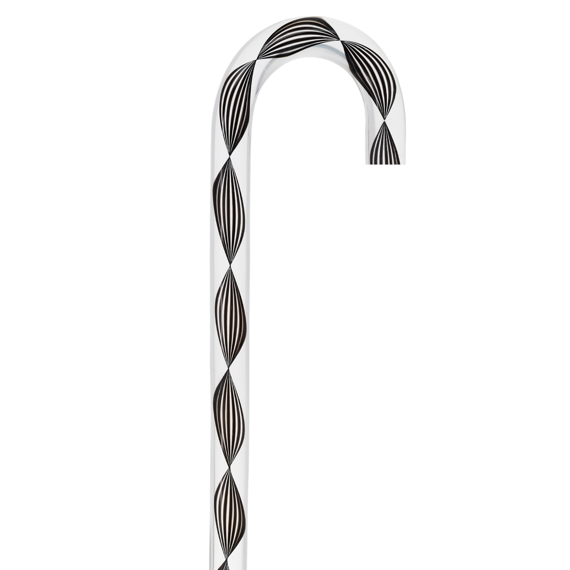 Obsidian Helix Cane: Sophisticated Black Twists, Clear Shaft
