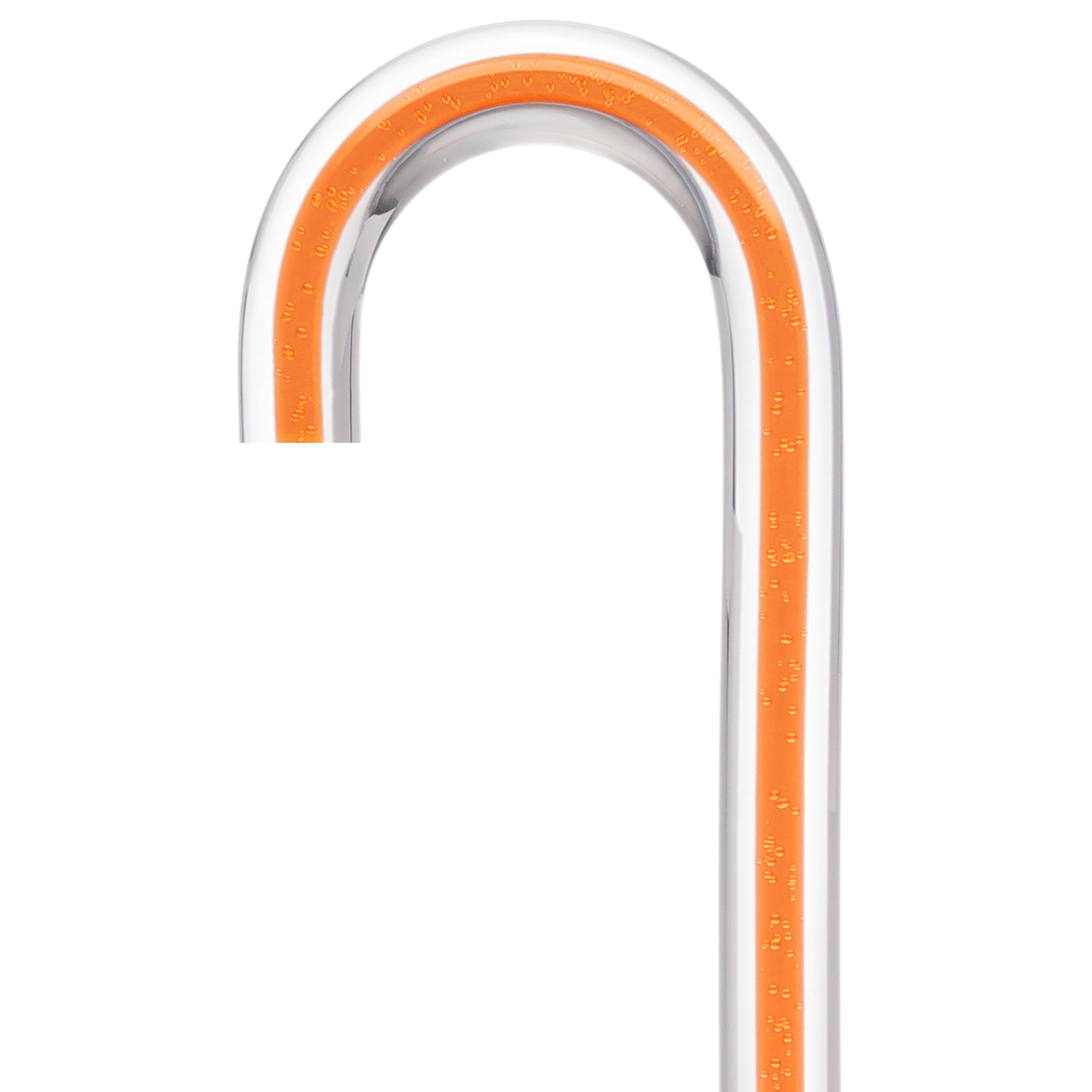 "Be Bold Wear Orange" Cane: Orange Streak w/ Floating Bubbles in Clear Shaft