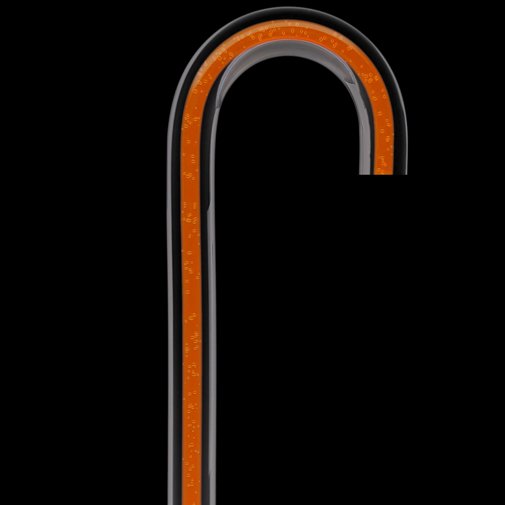 "Be Bold Wear Orange" Cane: Orange Streak w/ Floating Bubbles in Clear Shaft