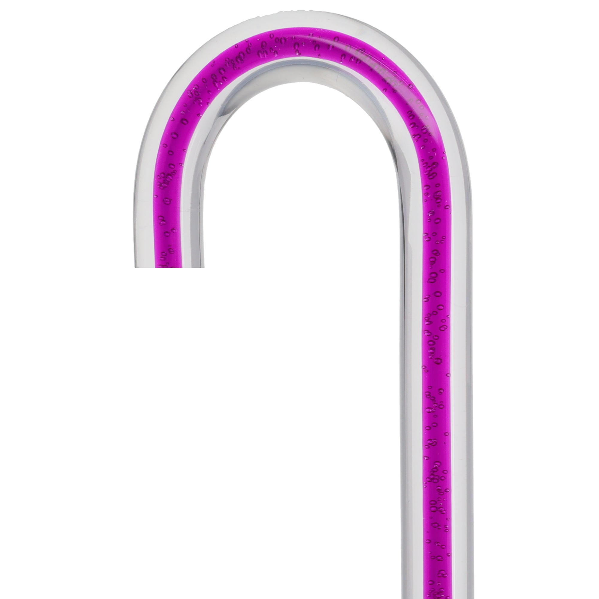 Amethyst Trace Cane: Purple Streak w/ Floating Bubbles in Clear Shaft