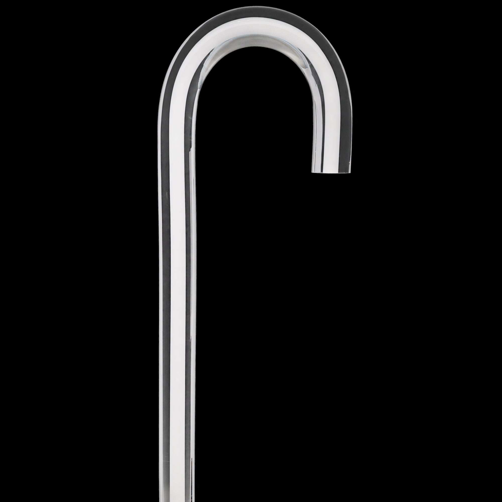 Porcelain In Ice Cane: White Line in Translucent Clear Shaft