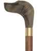 Brown Labrador Head-Italian Handle Cane w/ Custom Shaft and Collar