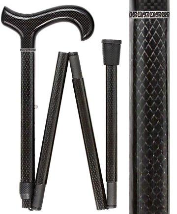 Carbon Canes Folding Carbon Fiber Derby Walking Cane with Adjustable Carbon Fiber Shaft and Collar