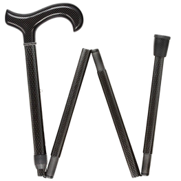 Scratch and Dent Premium Carbon Fiber Cane, Tripe Wound, Adjustable & Foldable V3449