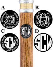 Custom Cane Engraving: Circle in Black Anodized Aluminum