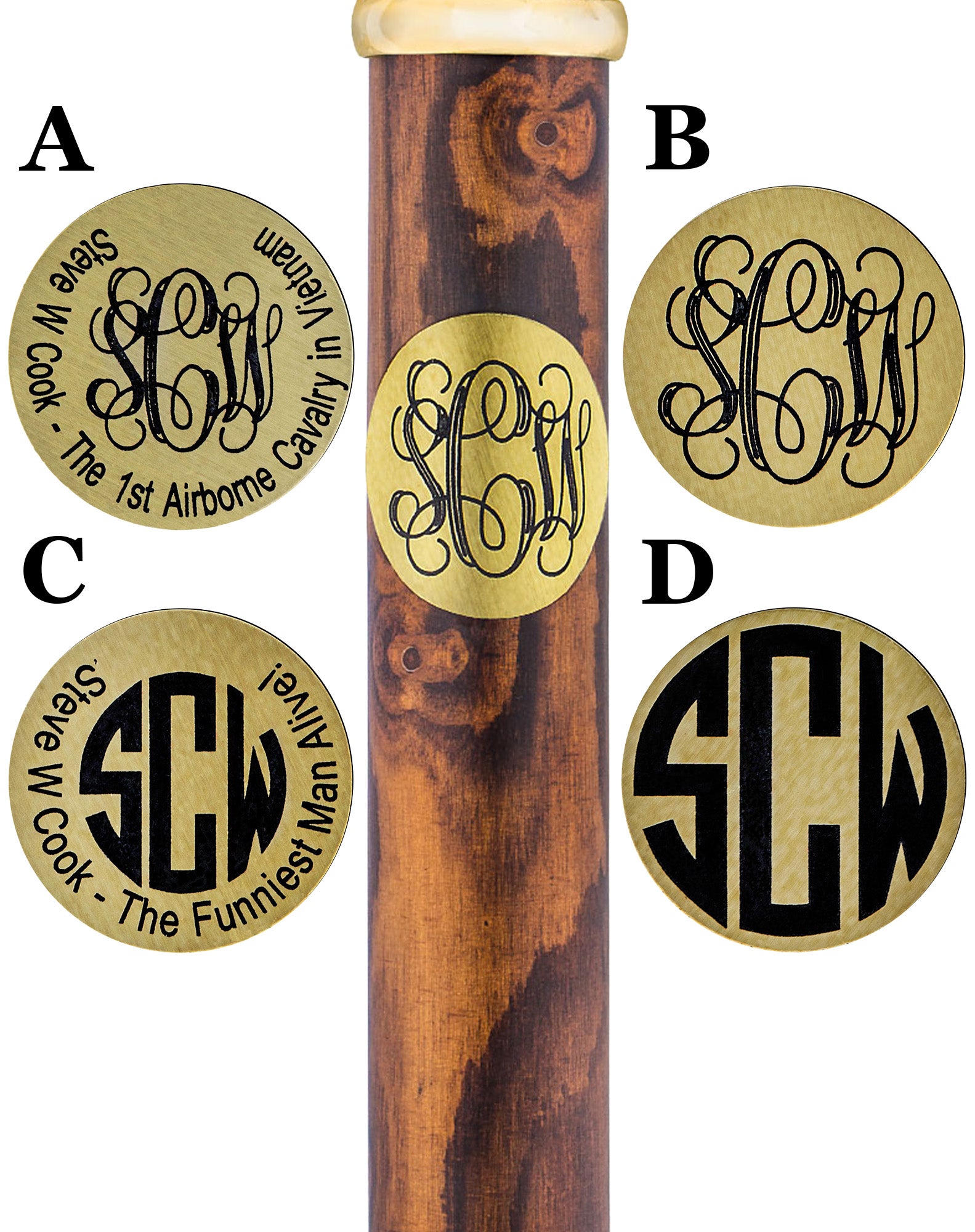 Custom Engraving on Brass Circle: Make Your Cane Unique