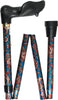 Classic Canes Paisley Folding Adjustable Palm Grip Walking Cane With Adjustable Aluminum Shaft and Brass Collar