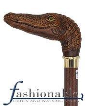Comoys Alligator Head Walking Cane With Beechwood Shaft and Brass Collar