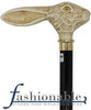Comoys Faux Ivory Rabbit T Handle Walking Cane With Black Beechwood Shaft and Brass Collar