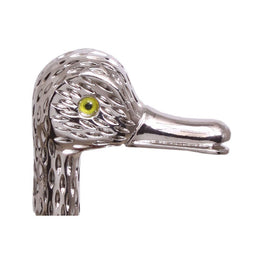 Comoys Feathered Duck Nickel Plated Handle Cane Italian Handle w/ Custom Shaft & Collar