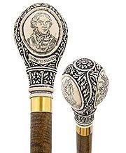 Horatio Nelson Scrimshaw Knob Walking Stick w/ Brown Beechwood