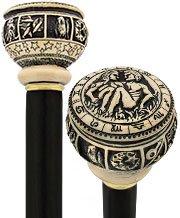 Comoys Comoys Astrological Gemini Handle Walking Cane w/ Custom Shaft and Collar