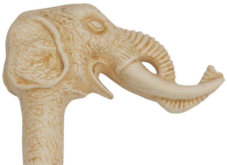 Faux Ivory Elephant with Tusks-Italian Handle Cane w/ Custom Shaft and Collar