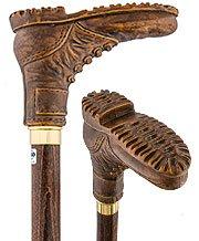 Comoys Hiking Boot Walking Cane With Brown Beechwood Shaft and Brass Collar