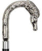 Comoys Elegant Nickel Plated Horse Tourist Style Walking Cane- Italian Handle w/custom shaft and collar