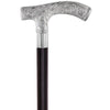 Comoys Carved Scroll Fritz Nickel Plated Handled Cane - Italian Handle w/ Custom Shaft & Collar