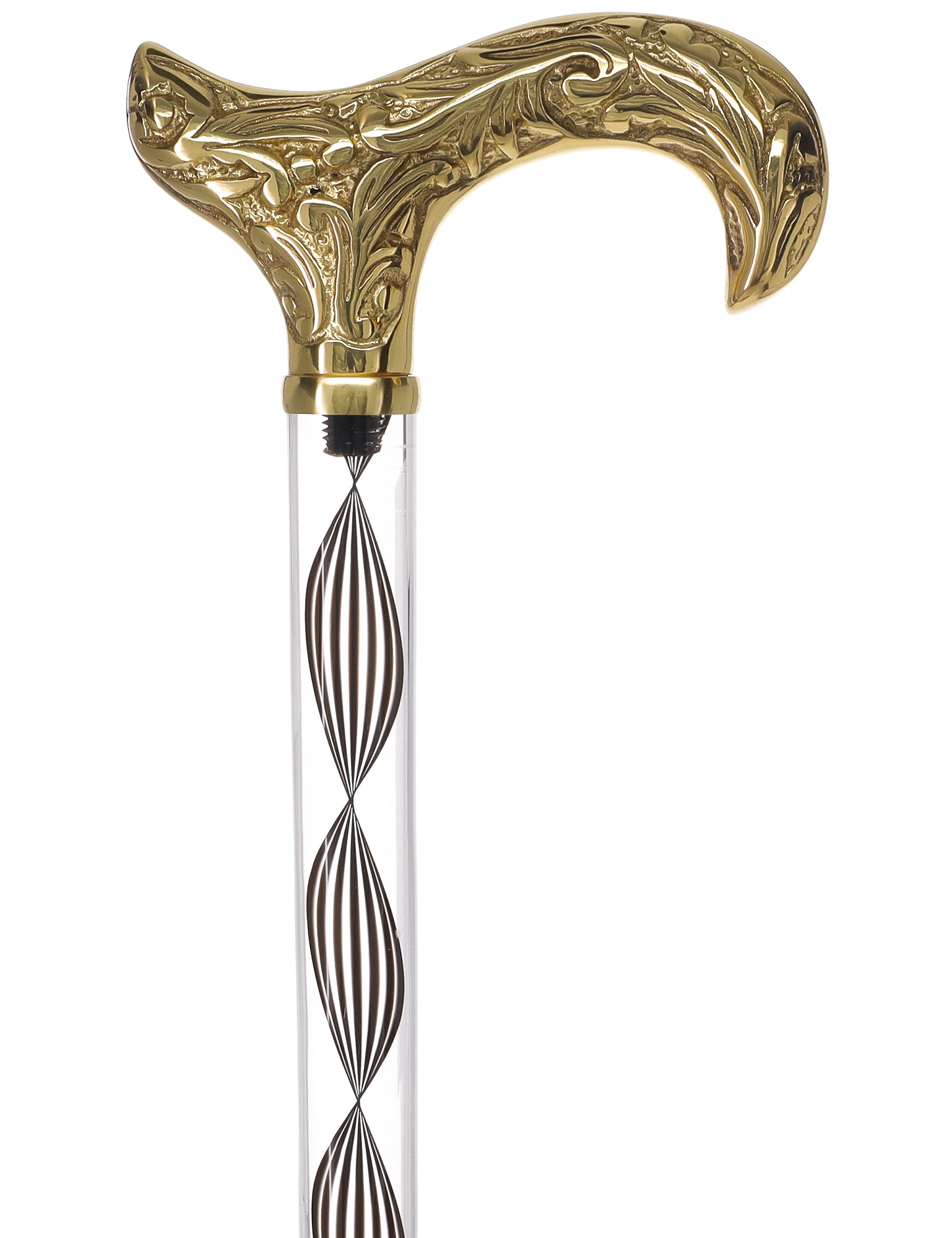Crystal Elegance Brass Derby Cane with Invisible Acrylic Shaft Options