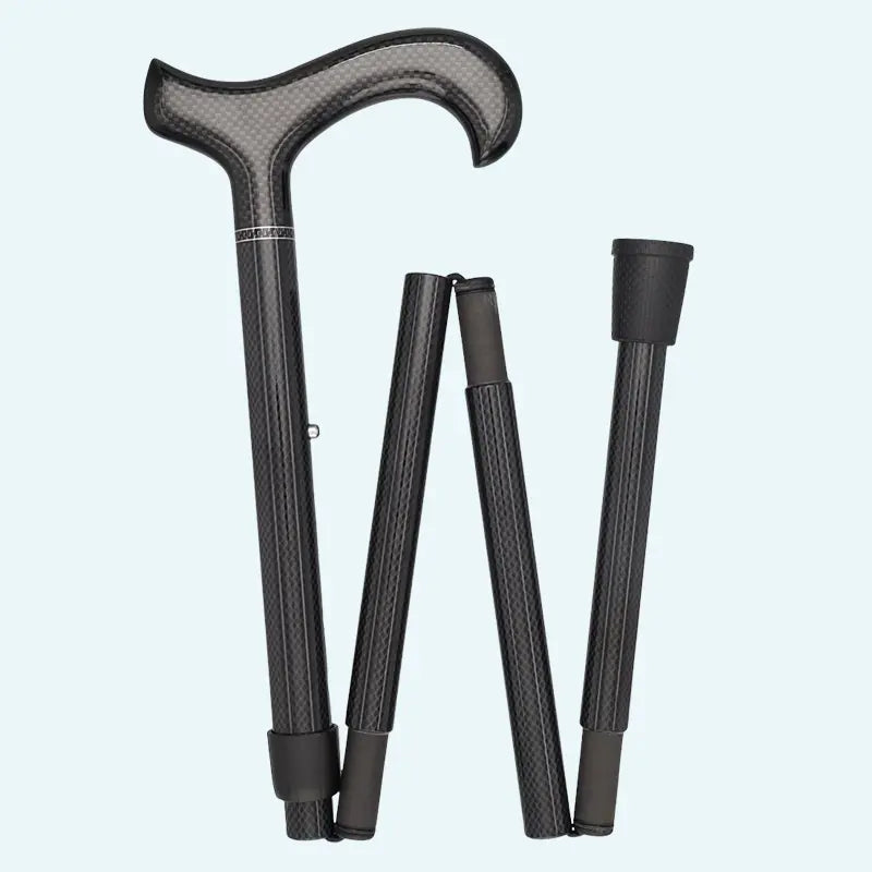Black Adjustable Orthopedic Handle Walking Cane with Retractable