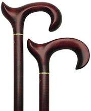 HARVY Mahogany Stained Extra Length Anatomically Correct Walking Cane With Brass Collar