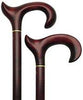 HARVY Mahogany Stained Extra Length Anatomically Correct Walking Cane With Brass Collar