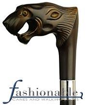 HARVY Molded Lion's Head Handle Walking Cane with Black Maple Wood Shaft and Silver Collar