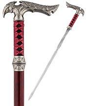 High Quality Swords Medieval Red Genuine Leather Wrapped Sword Cane