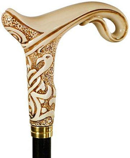 Igor Magic Scroll in Ivory Walking Cane w/ Wood Shaft & Brass Collar