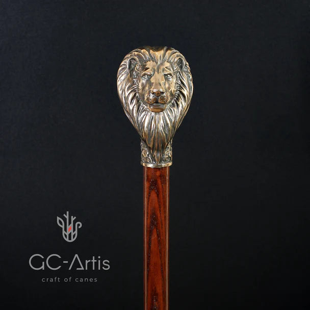 "The Lion's Head" - Museum-Quality Solid Bronze Walking Cane by Kotenko A.