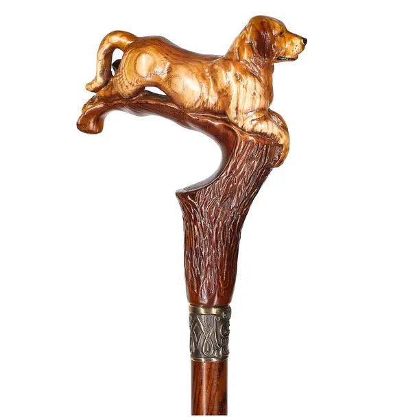 Brown Labrador / Golden Retriever Dog Intricate Handcarved Cane