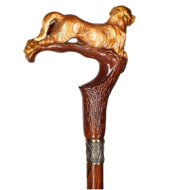 Brown Labrador / Golden Retriever Dog Intricate Handcarved Cane