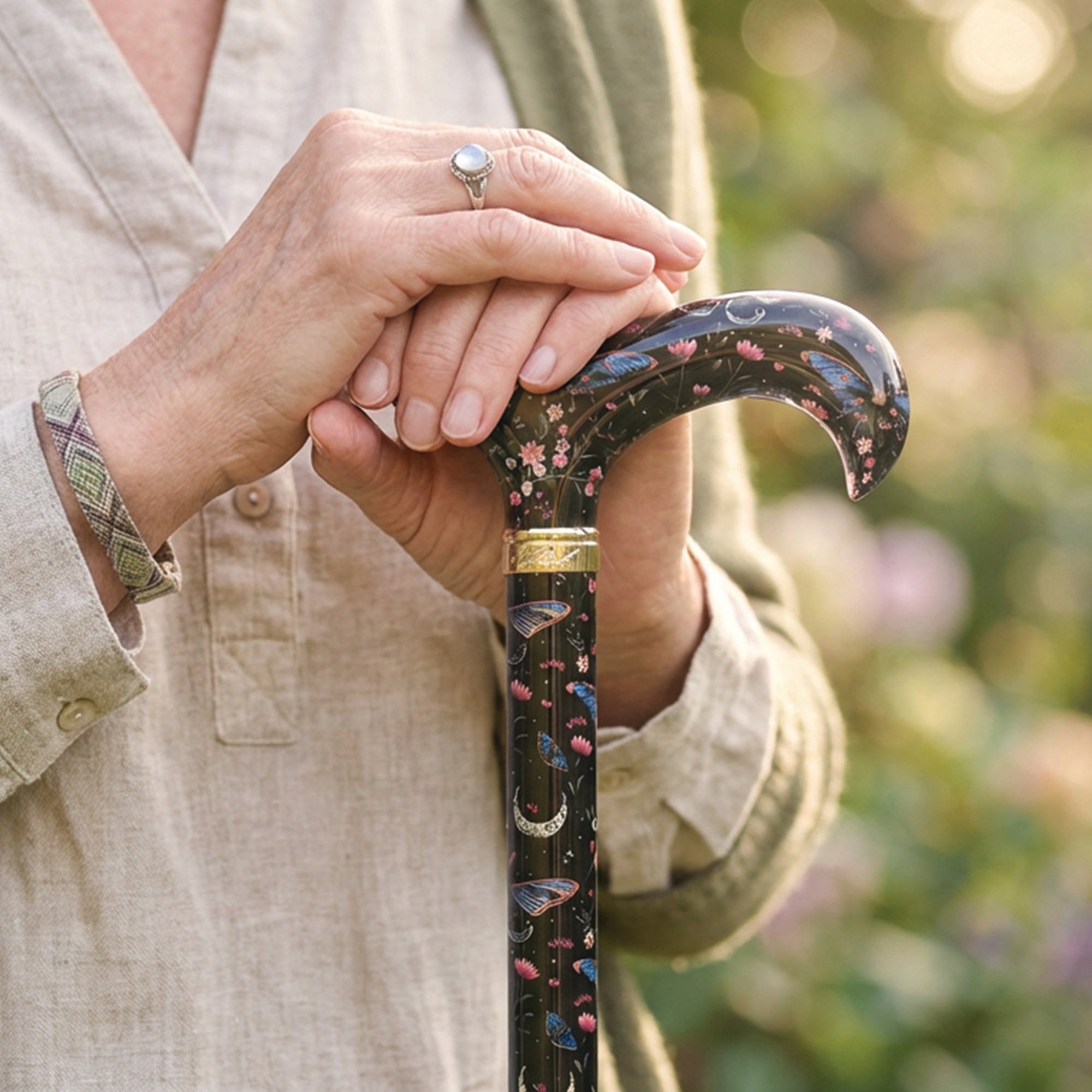 The Night Garden Designer Cane:  Patterned Derby Handle