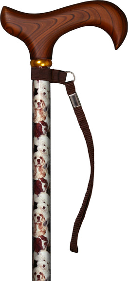 Med Basix Dogs Derby Walking Cane With Standard Adjustable Aluminum Shaft and Brass Collar